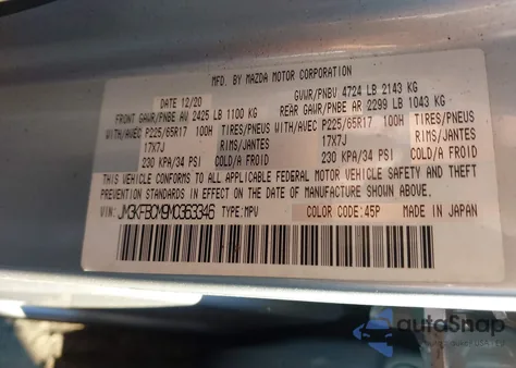 2021 Mazda Cx-5 Touring z USA, uszkodzony, nr VIN JM3KFBCM9M0363346